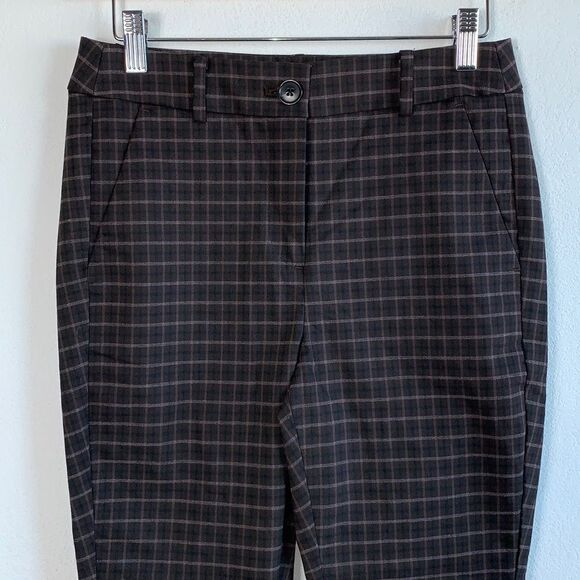 NWT Loft Brown Plaid High Waist Ankle Skinny Stretch Dress Pants Sz 2 Petite - Picture 4 of 13